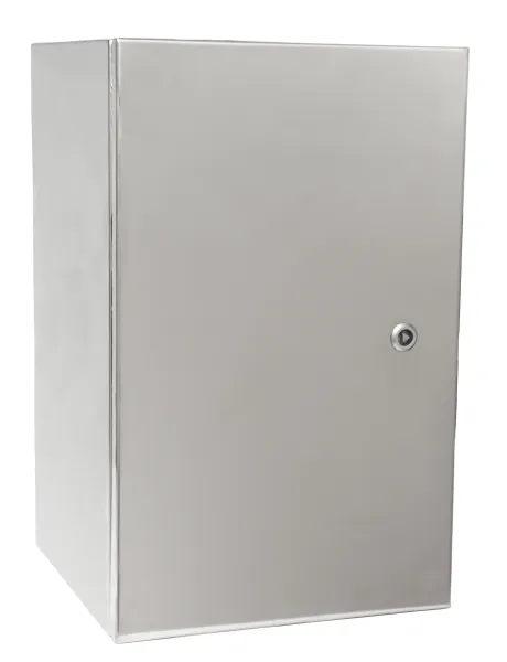 Painel elétrico em aço inox, porta fechada